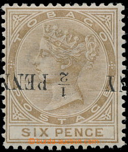 191907 - 1886-1889 SG.27b, Viktorie 1P/6P stone, černý přetisk 