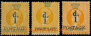 191912 - 1886 SG.37-39, přetiskové doplatní Chalon Head 1P/1½