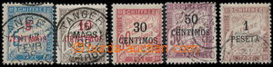 191981 - 1896 DOPLATNÍ  Maury 1-5, přetiskové doplatní 5c/5c - 1p