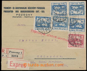 192063 - 1919 firemní R+Ex dopis zaslaný v II. TO, vyfr. 5ks zn. 25