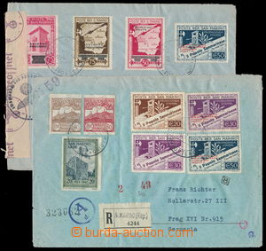 192110 - 1941-1943 2x R-dopis do Protektorátu, s frankaturami mj. Go