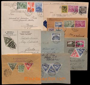 192127 - 1928-1936 comp. of 8 entires, 3x Reg and card franked with a