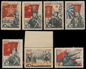 192166 - 1938 Mi.588-594, 20 years of Red Army 10K - 1R, thick paper,