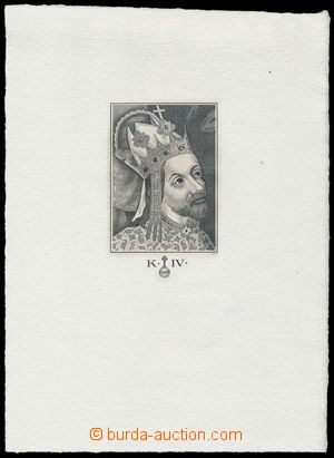 192219 - 1977 NÁVRH  portrét Karla IV., otisk definitivní rytiny p
