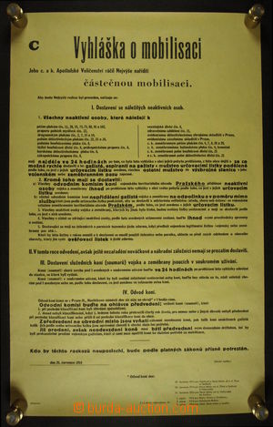 192274 - 1914 AUSTRIA-HUNGARY / I. WORLD WAR - MOBILIZATION  order fo