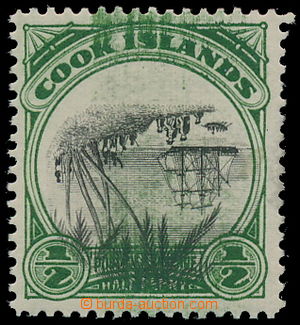 192343 - 1932 SG.99, Cook Landing 1/2P černá / zelená, PŘEVRÁCEN