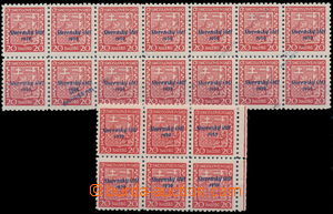 192367 - 1939 Sy.4, Znak 20h červená, krajový 6-blok se šikmým p