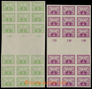 192409 - 1919 Pof.S1Ms, S2Ms, bloky 3 spojených 6-známkových nepř
