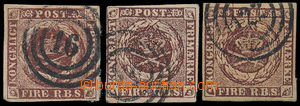 192452 - 1851 Mi.1, AFA1, Coat of arms FIRE R.B.S., set of 3 stamps w