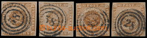 192464 - 1851 Mi.1, AFA 1, Coat of arms Fire R.B.S., comp. of 4 stamp