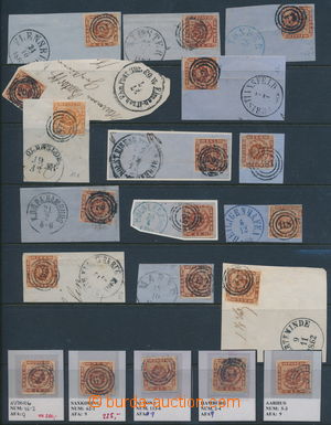 192471 - 1858-1863 SELECTION  Mi.7, 9, selection of 31 pcs of cut-squ