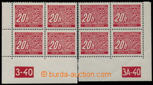 192478 - 1939 Pof.DL3, value 20h, L and LR block of four with plate n