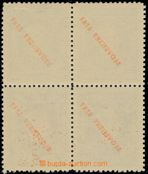192555 - 1939 Sy.23A, Hlinka 50h green with overprint, block of four 