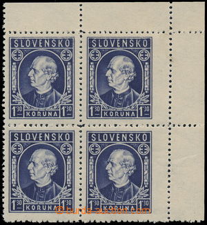 192646 - 1942 Sy33b, Hlinka 1,30Ks černomodrá, průsvitka P2, prav