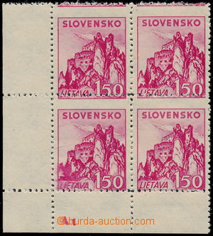 192669 - 1941 Sy.53, Hrady a zámky 1,50Ks, levý dolní rohový 4-bl