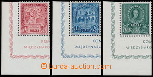 192682 - 1946 Mi.445-447, BIE 3+22 - 11+9 Zl., corner pieces, cat. 13
