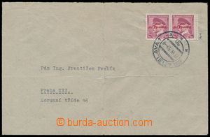192736 - 1939 dopis vyfr. 2-páskou TGM 1Kč, Pof.303, s neoficiáln