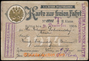 192747 - 1914 AUSTRIA-HUNGARY  free ticket Staatsbahnen for III. tř