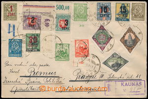 192802 - 1923 R-dopis zaslaný do ČSR, bohatá frankatura 14ks znám