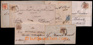 192825 - 1850-1858 sestava 6ks skládaných dopisů vyfr. zn. 3Kr, 6K