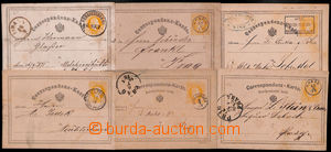 192841 - 1870-1876 sestava 6ks dopisnic 2Kr Žuťásek, německá neb