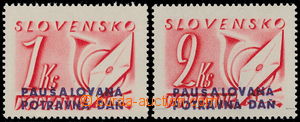 192908 - 1943 Alb.PD3-PD4, Paušalizovaná food tax 1Ks and 2 Koruna;