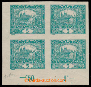 192965 -  Pof.4, 5h blue-green, lower left corner block-of-4 with con