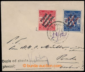 192999 - 1918 letter franked with. both scout stamp. with overprint A