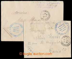 193010 - 1919 FRANCIE/ 2 dopisy bez frankatury adresované do Paří