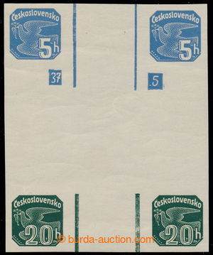 193015 - 1937 Pof.NV15+NV20, Pigeon-issue 5h + 20h, rare cross from g