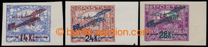 193018 -  Pof.L1-3, I. provisional air mail stmp., complete set, marg