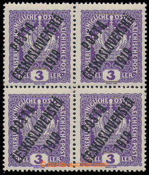 193026 -  Pof.33x, Crown 3h violet as blk-of-4, TLUSTÝ PAPER, 2x spj