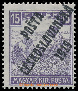 193103 -  Pof.100, Bílé číslice 15f, IV. typ přetisku; nepatrná