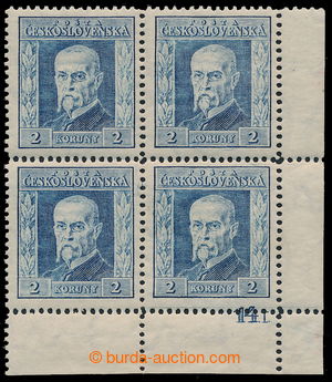 193158 - 1925 Pof.191B, Gravure 2CZK blue, type I., wmk P7, LR block 