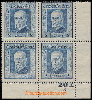 193159 - 1925 Pof.191B, Gravure 2CZK blue, type I., wmk P5, LR block 