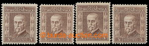 193165 - 1925 Pof.198, Rytina 3Kč hnědá, III. typ, kompletní řad