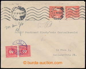 193218 - 1920 nedostatečně vyplacený dopis zaslaný v III.TO do V