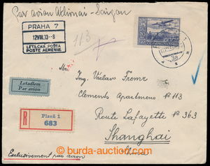 193245 - 1933 PRAHA - SHANGHAI, R+Let-dopis do Číny s 1-násobnou f