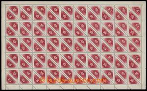 193327 - 1937 Pof.DR2A, 50h red, complete 100 stamps sheet with perf 