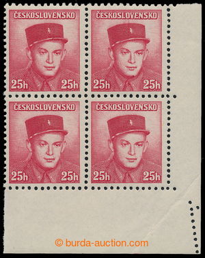 193355 - 1945 Pof.390 production flaw, London-issue 25h red, block of