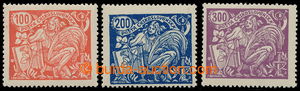 193377 -  Pof.173B-175B, 100h red - 300h violet, comb perforation 13&