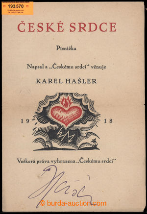 193570 - 1918 HAŠLER Karel (1879–1941), český písničkář, her