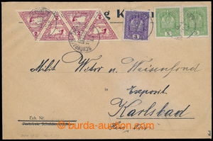 193581 - 1919 SPĚŠNÉ TROJÚHELNÍK / dopis vyfr. smíšenou franka