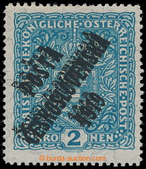 193584 -  Pof.48bII double overprint, Coat of arms 2 Koruna light blu