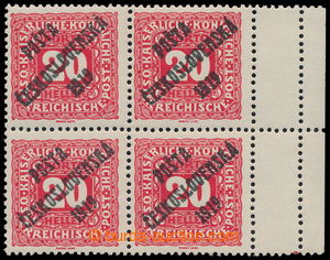 193587 -  Pof.75, Small numerals 20h, marginal block-of-4 with double