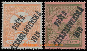 193629 -  Pof.91 + 94, 3f oranžová, III. typ přetisku + 60f zelen