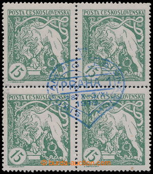 193637 - 1919 Pof.27aq, 15h světle zelená, 4-blok s ¼ přítis