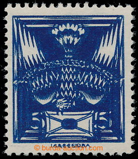 193657 -  Pof.143A, 5h blue, comb perforation 14, double impression; 