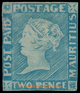 193717 - 1854 SG.14, blue Mauritius POST PAID 2P blue Intermediate im