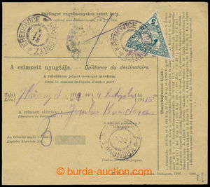 193759 - 1918 SPĚŠNÉ TROJÚHELNÍK / větší díl uherské pošto